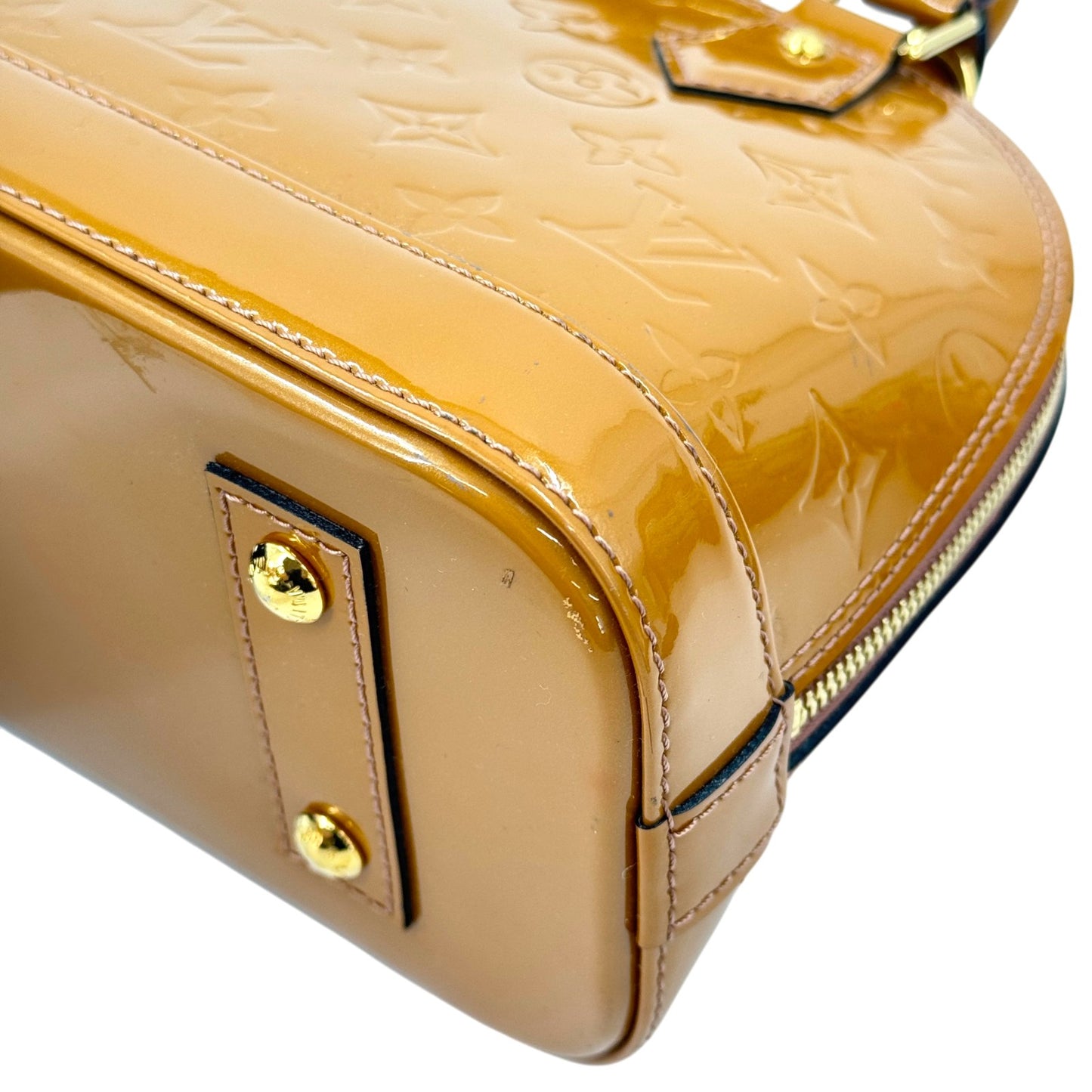 LOUIS VUITTON アルマBB モノグラム・ヴェルニ パテントレザー ベージュ 2WAYハンドバッグ M91585