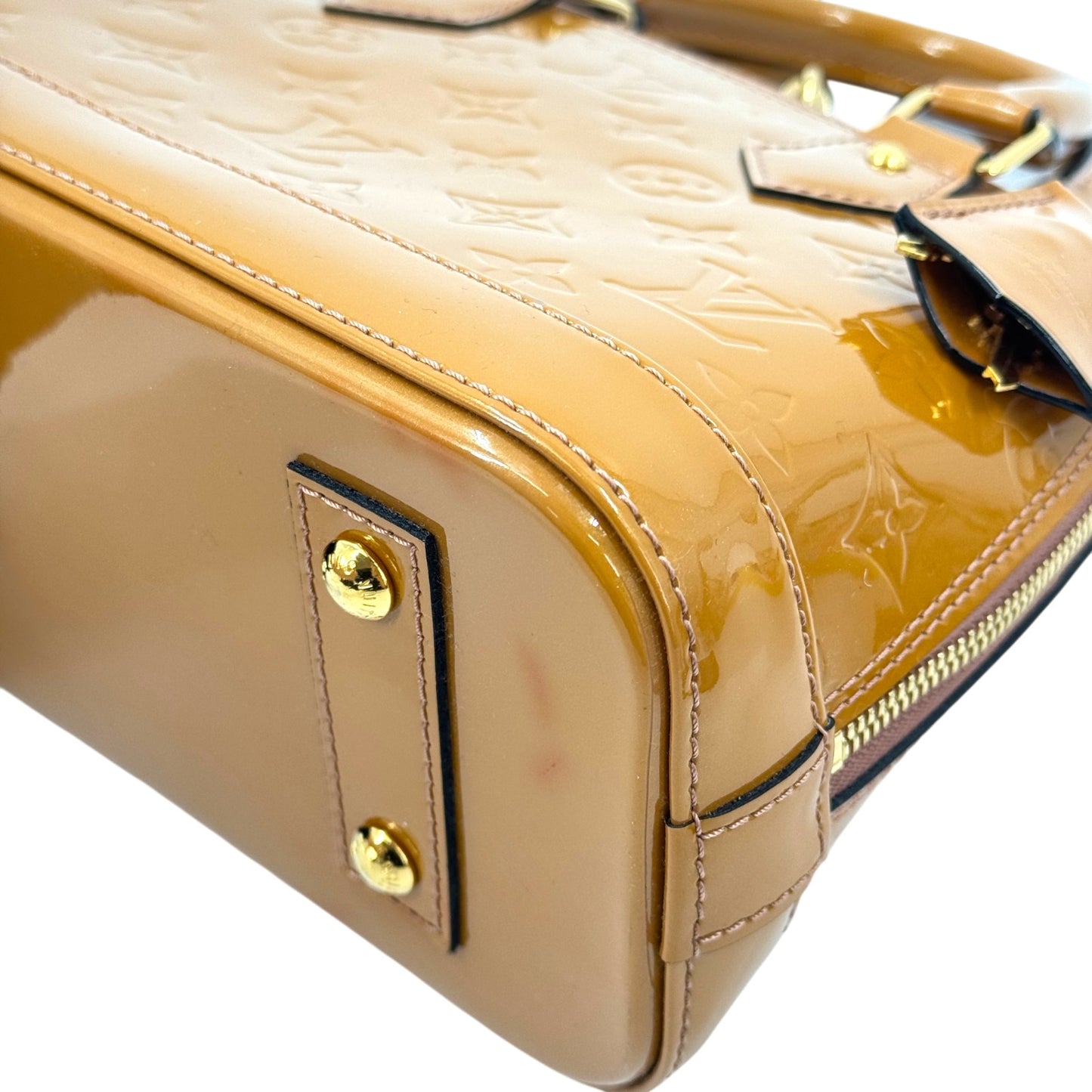 LOUIS VUITTON アルマBB モノグラム・ヴェルニ パテントレザー ベージュ 2WAYハンドバッグ M91585