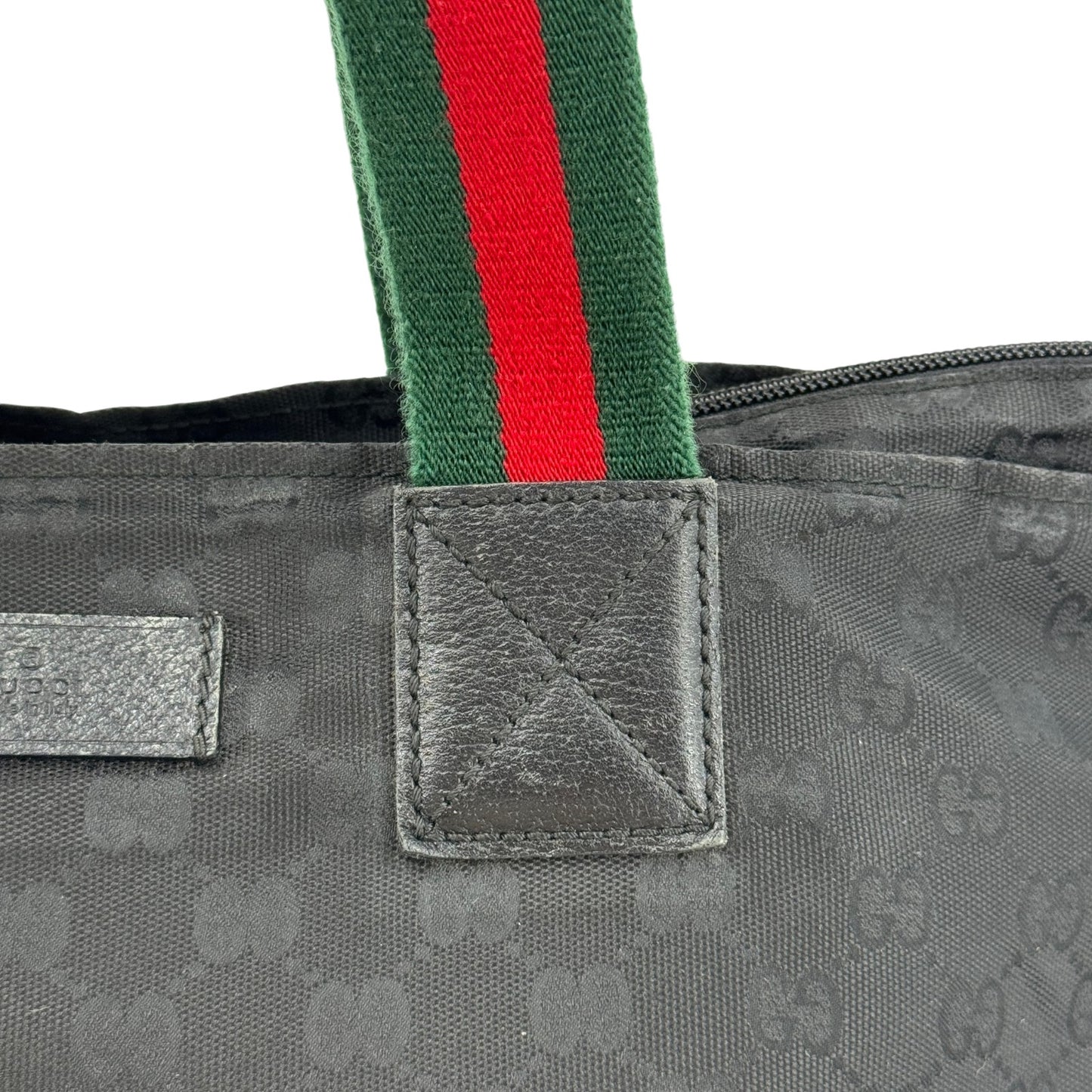 GUCCI GGキャンバス ブラック シェリーライン ハンドバッグ