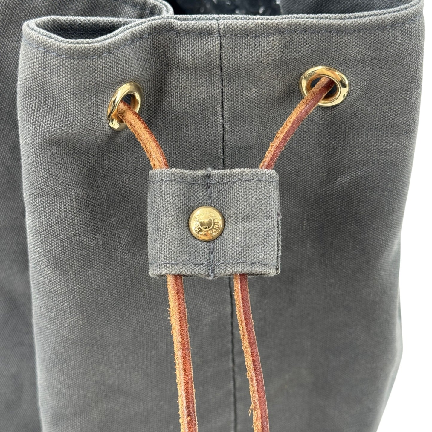 HERMES ポロションミミルGM グレーキャンバス 巾着 バックパック