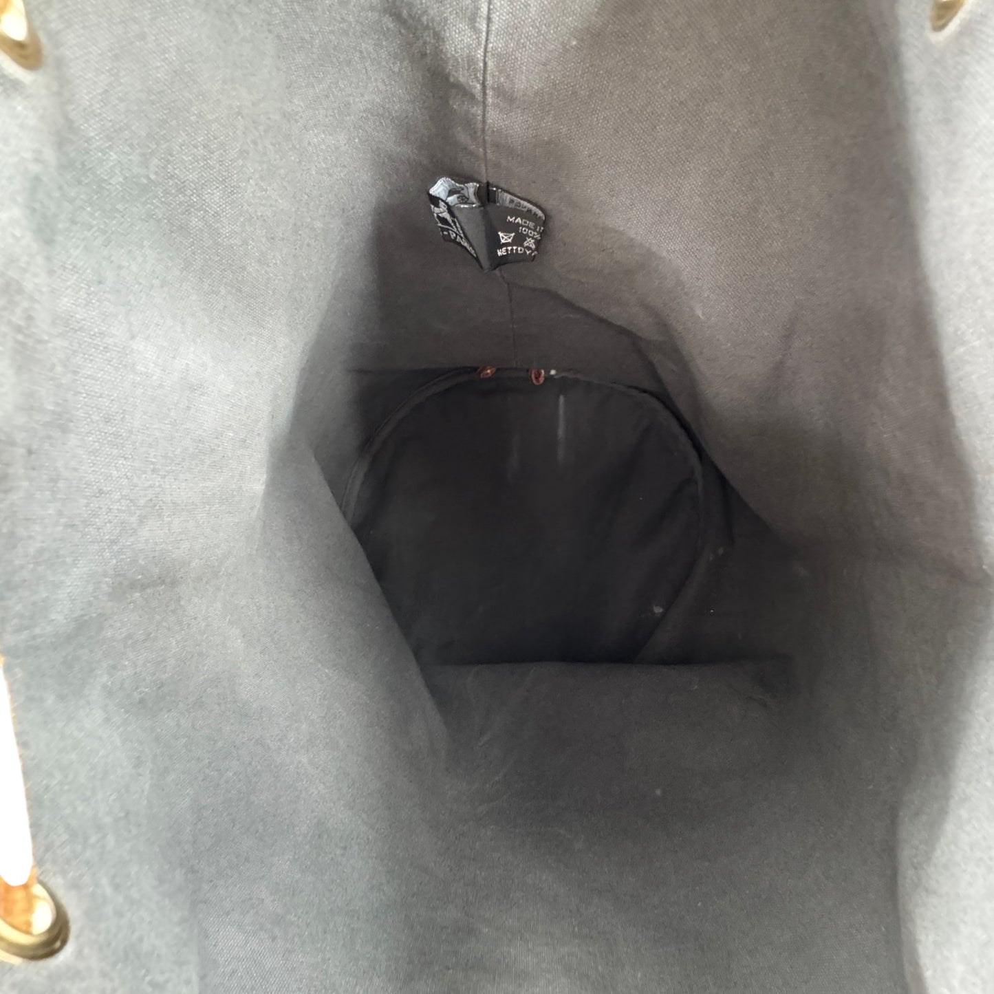 HERMES ポロションミミルGM グレーキャンバス 巾着 バックパック