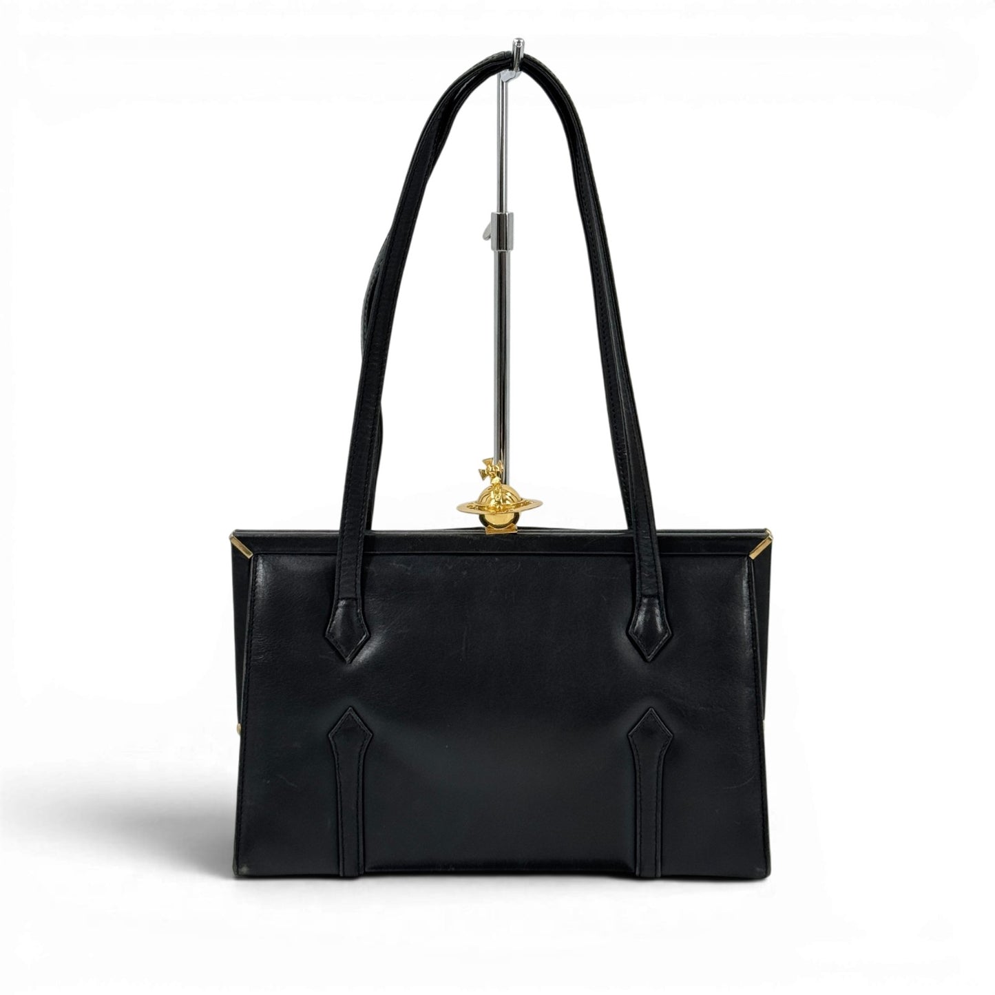 Vivienne Westwood ハンドバッグ ビッグゴールドオーブ キスロック ブラック レザー