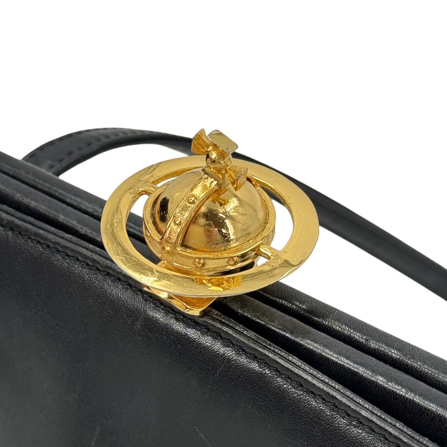 Vivienne Westwood ハンドバッグ ビッグゴールドオーブ キスロック ブラック レザー