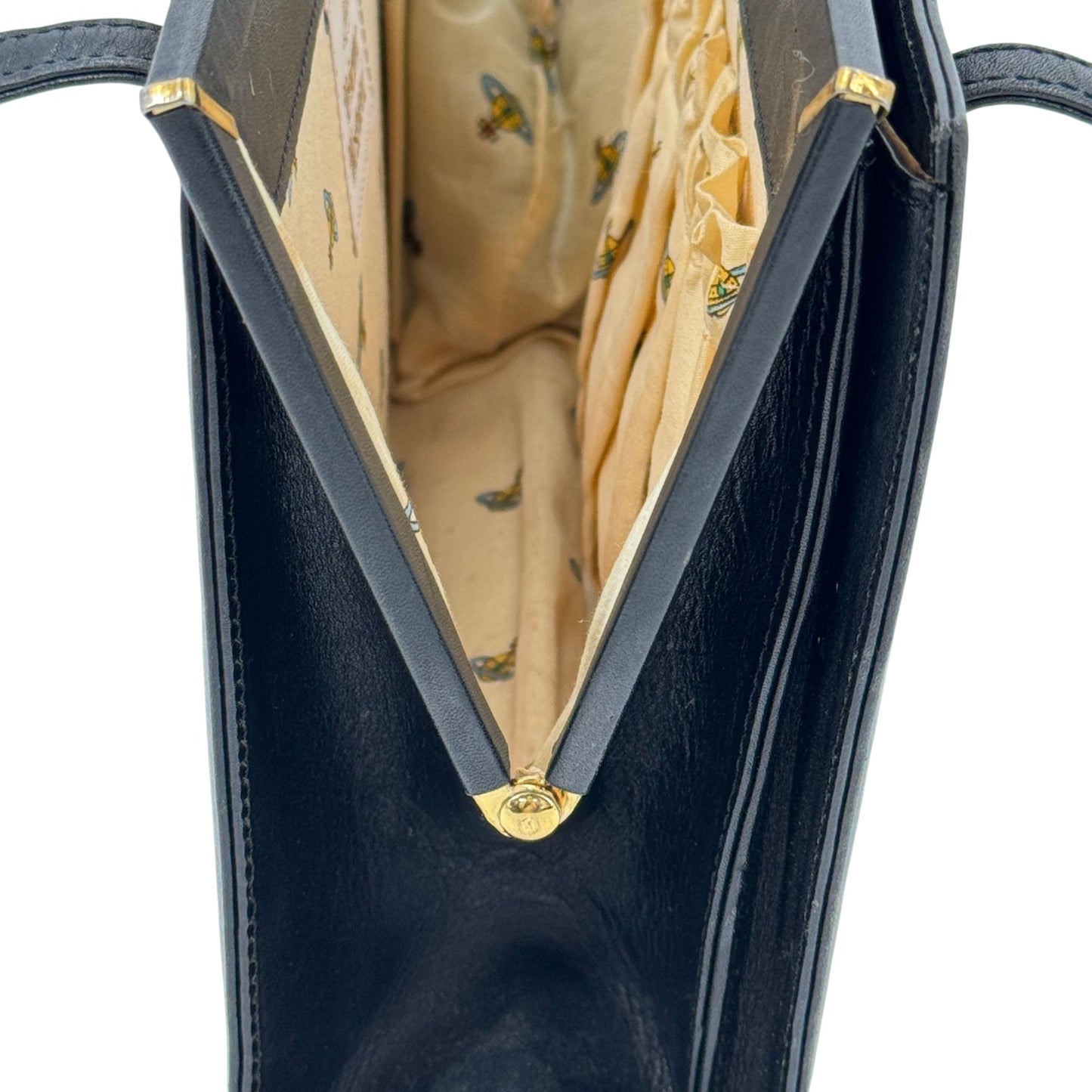 Vivienne Westwood ハンドバッグ ビッグゴールドオーブ キスロック ブラック レザー