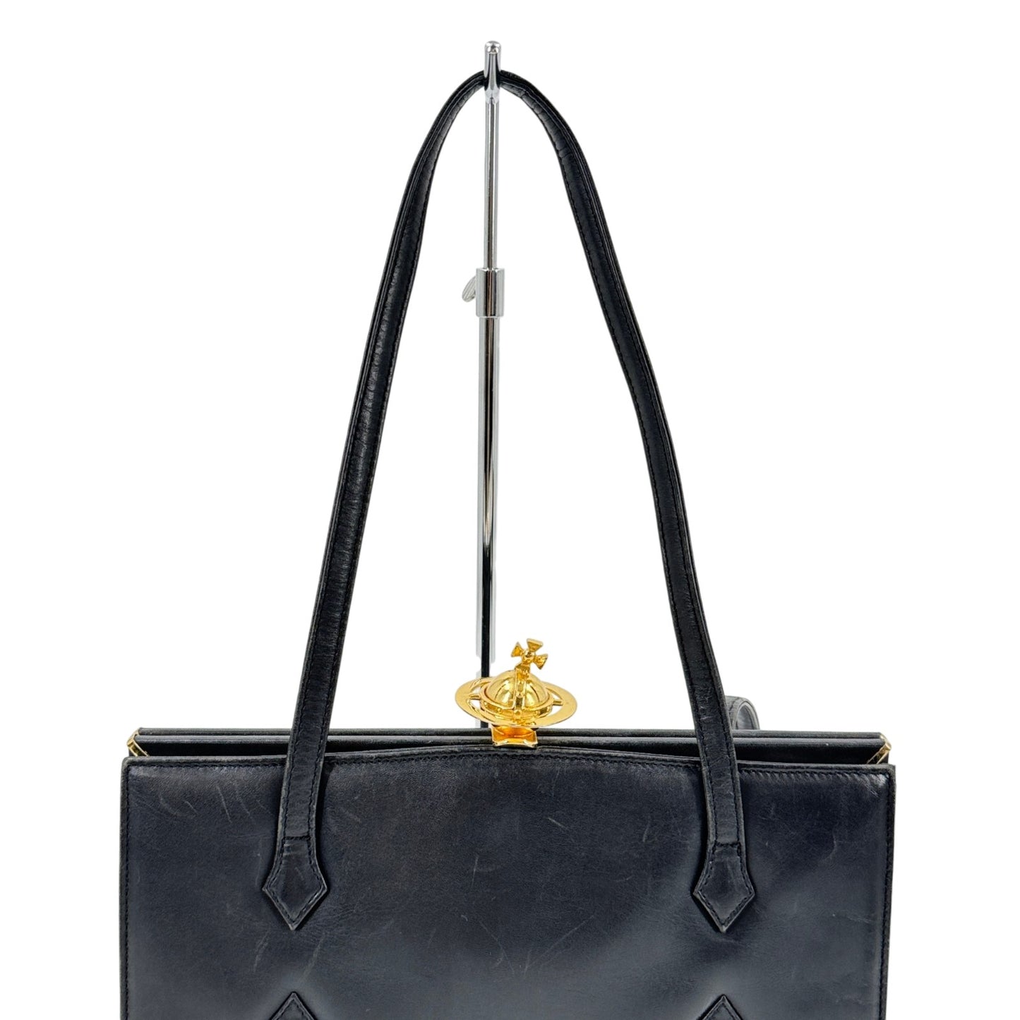 Vivienne Westwood ハンドバッグ ビッグゴールドオーブ キスロック ブラック レザー