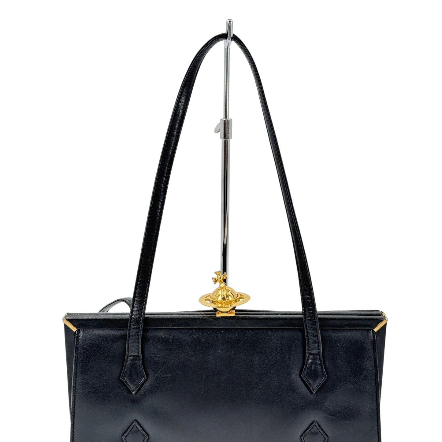 Vivienne Westwood ハンドバッグ ビッグゴールドオーブ キスロック ブラック レザー