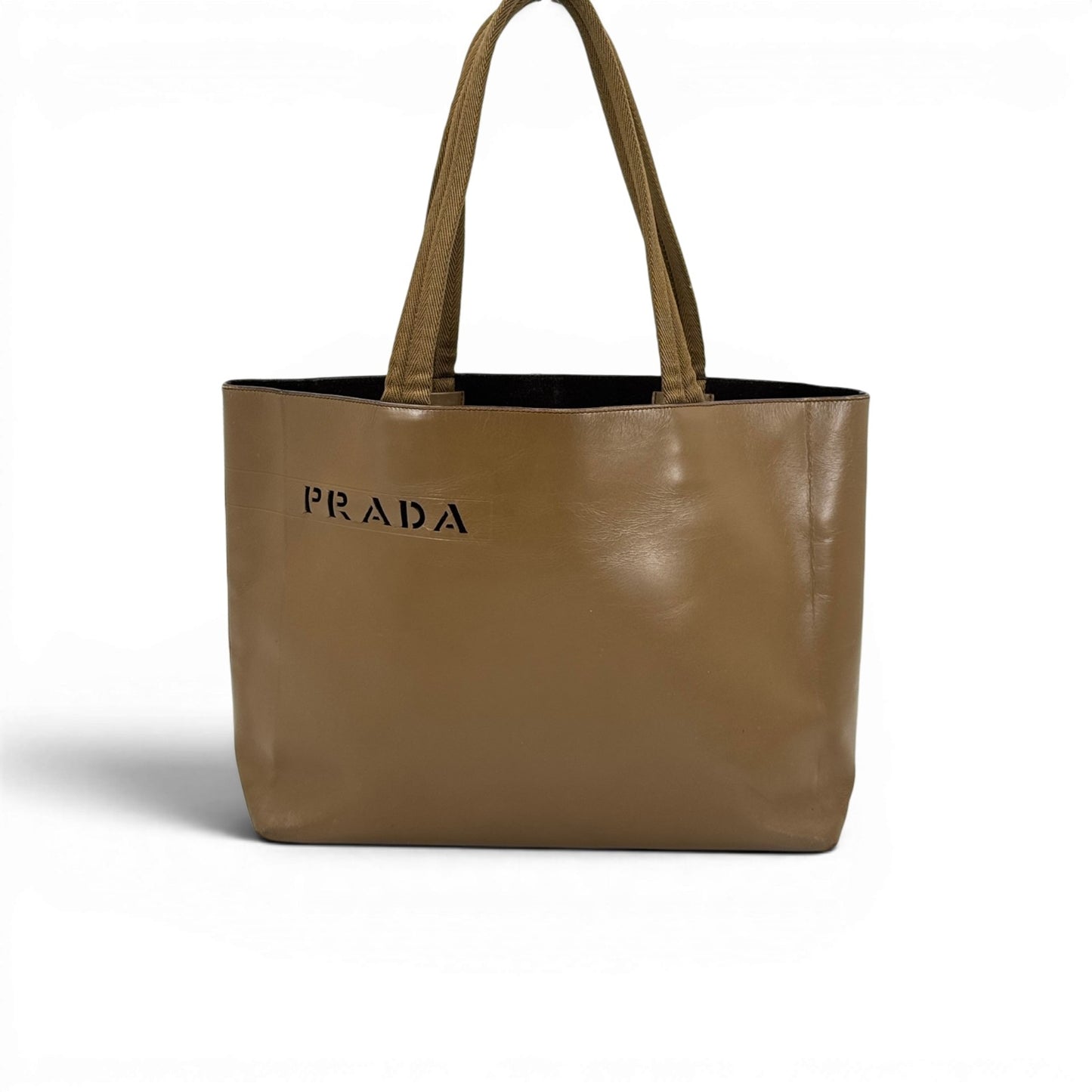 PRADA ヴィンテージ カッティングロゴ ブラウン レザー トート ショルダーバッグ