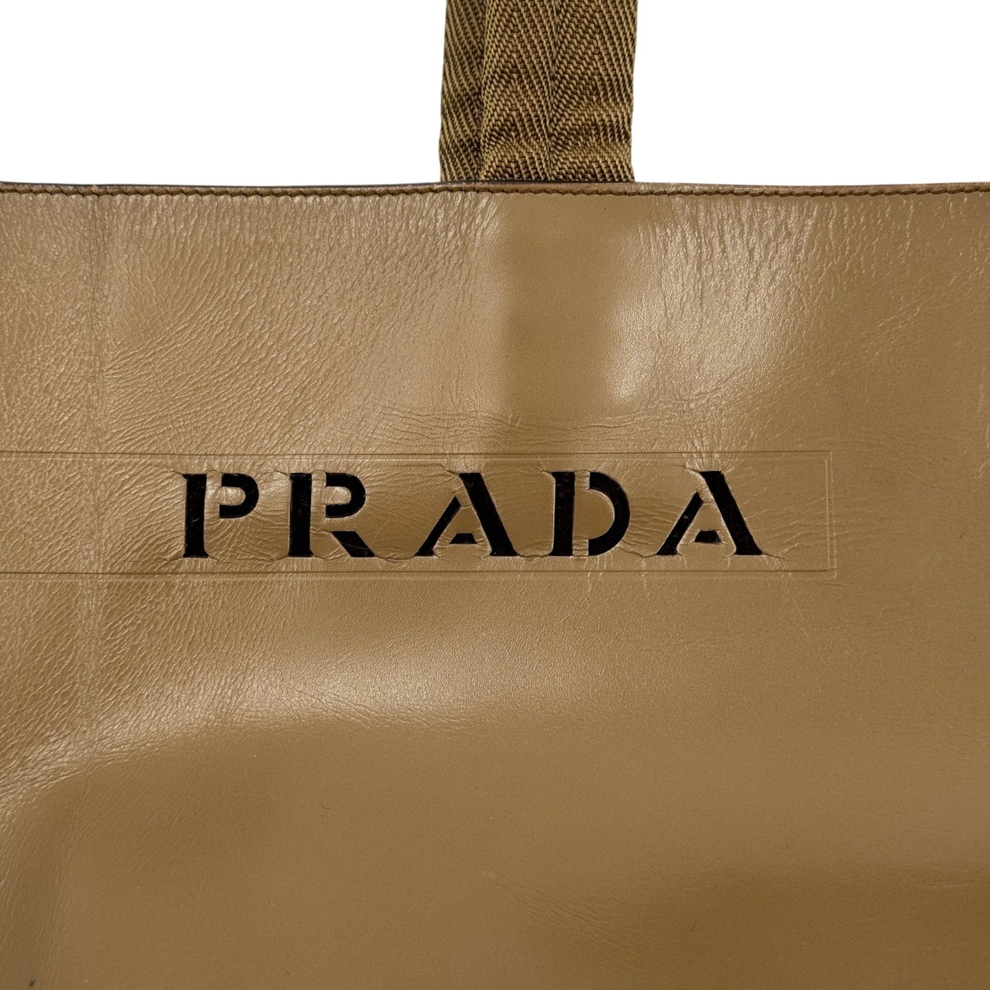PRADA ヴィンテージ カッティングロゴ ブラウン レザー トート ショルダーバッグ