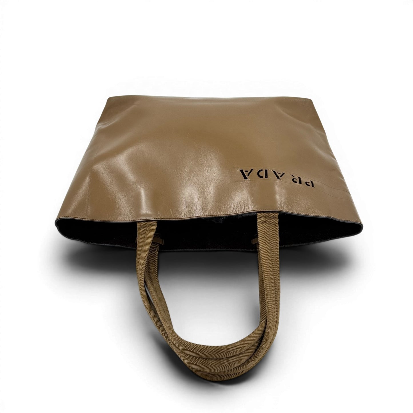 PRADA ヴィンテージ カッティングロゴ ブラウン レザー トート ショルダーバッグ