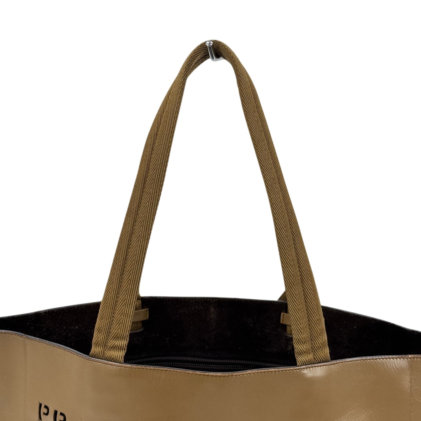 PRADA ヴィンテージ カッティングロゴ ブラウン レザー トート ショルダーバッグ