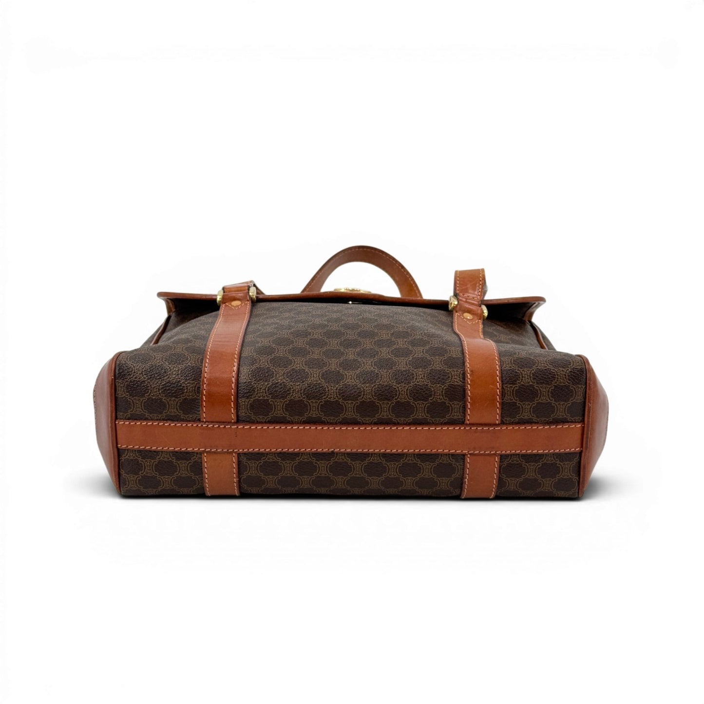 CELINE マカダム トリオンフ PVCレザー ショルダーバッグ ブラウン