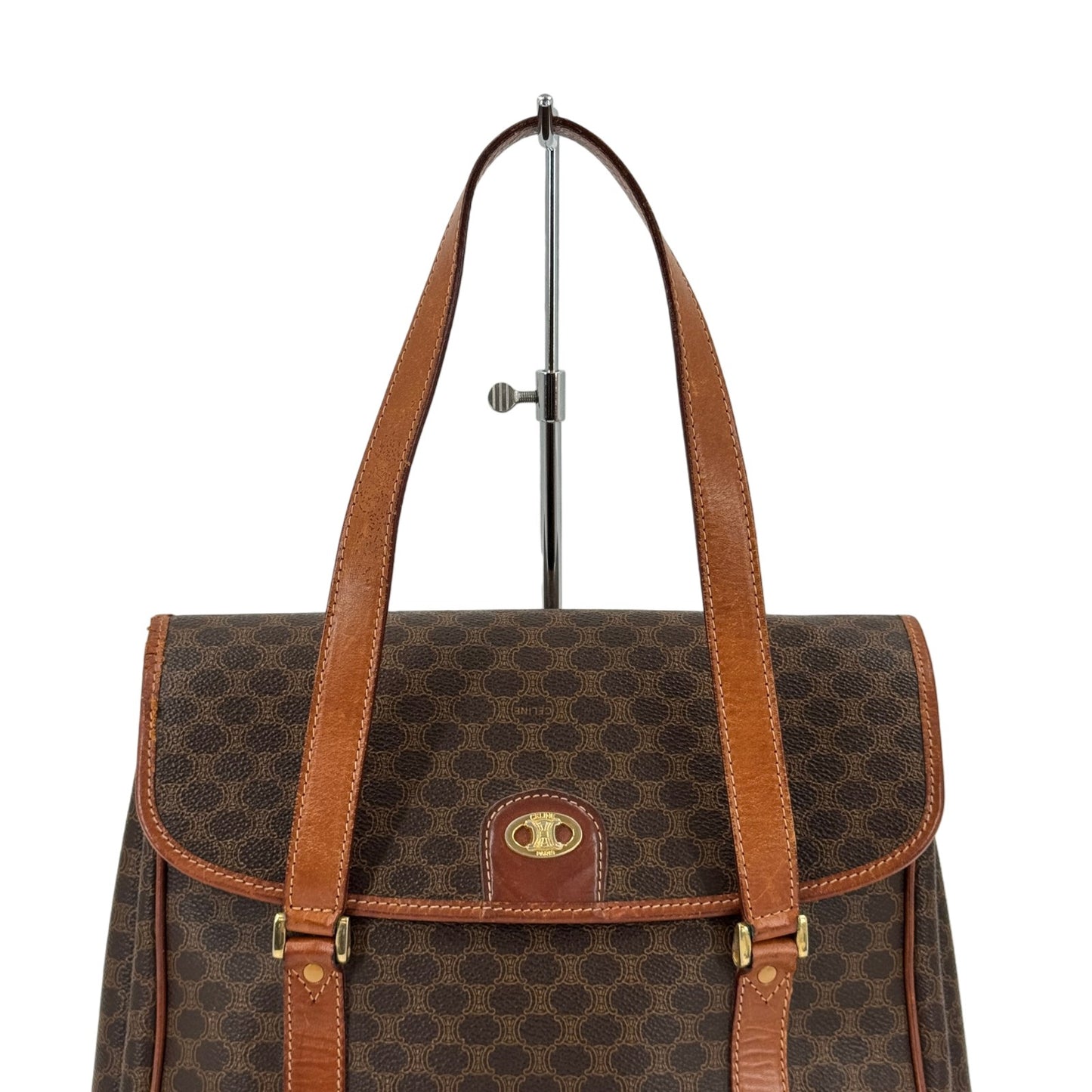 CELINE マカダム トリオンフ PVCレザー ショルダーバッグ ブラウン