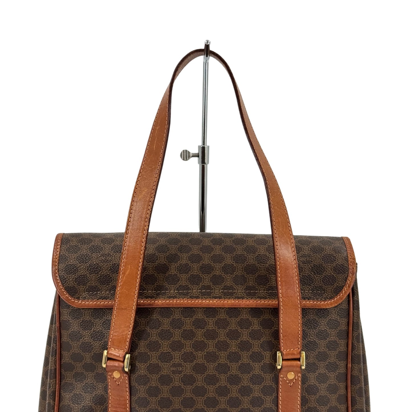 CELINE マカダム トリオンフ PVCレザー ショルダーバッグ ブラウン