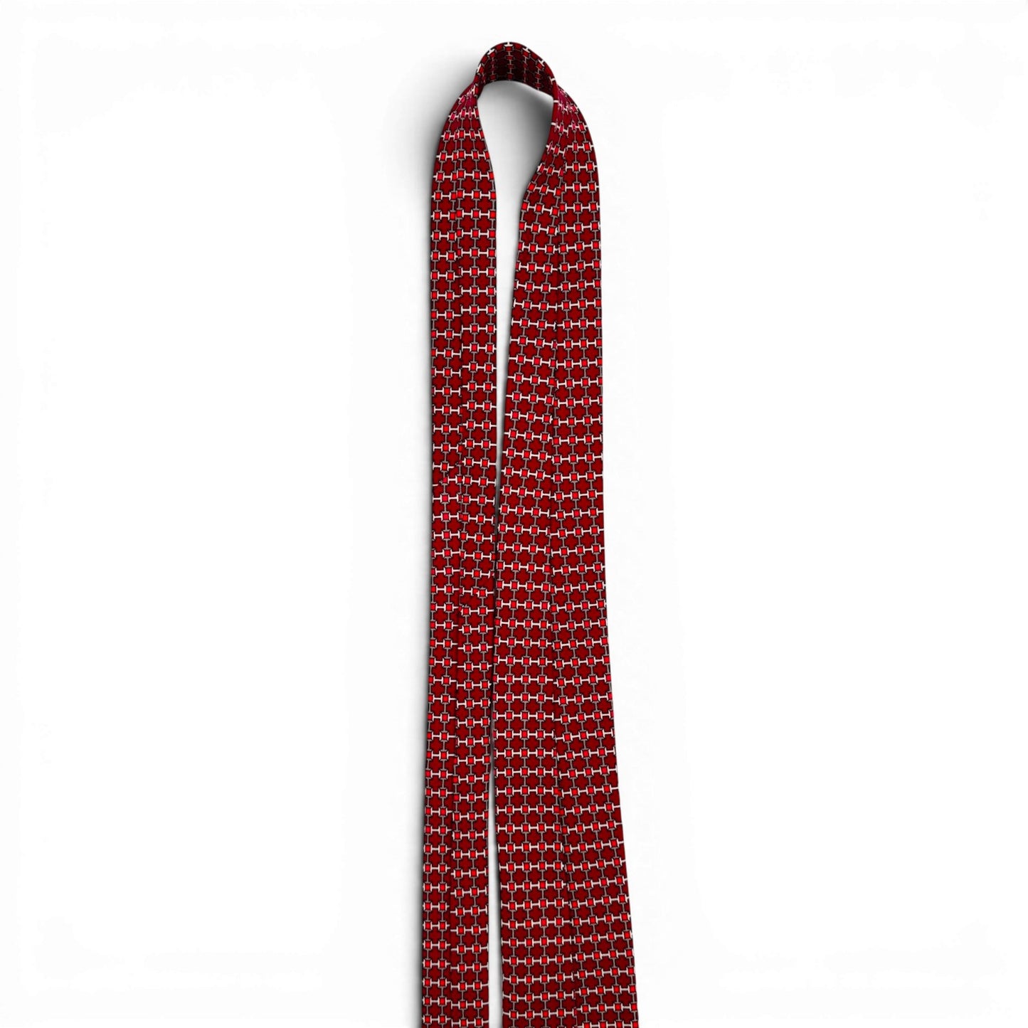 HERMES ネクタイ シルク100% Hロゴ レッド 幾何学模様