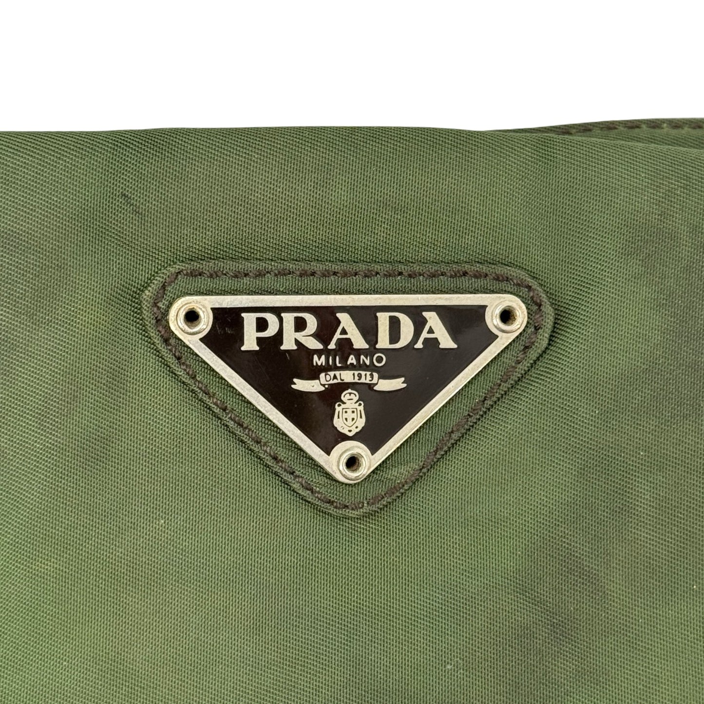 PRADA テスートナイロンレザー カーキ トライアングルロゴ トートバッグ