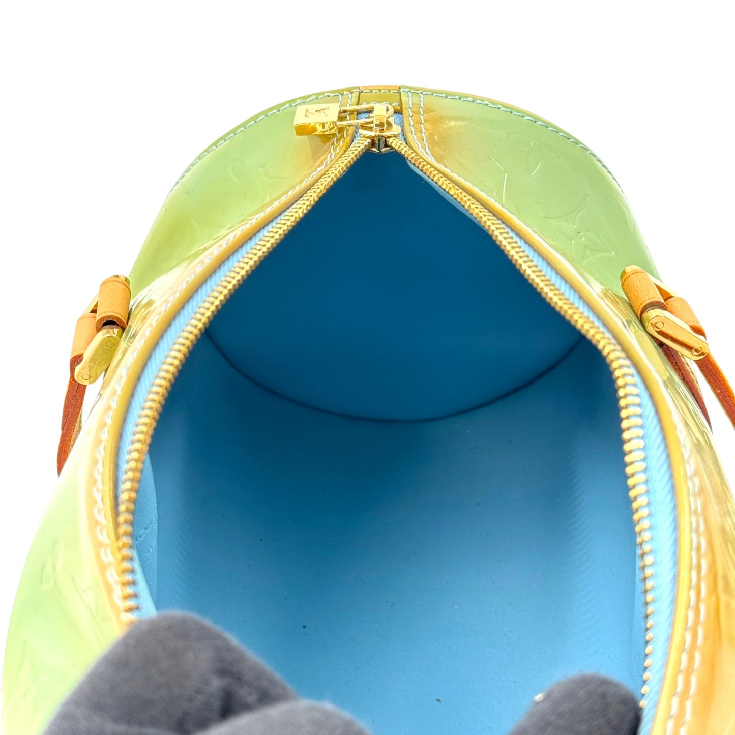LOUIS VUITTON ベッドフォード モノグラム・ヴェルニ パテントレザー グリーン ハンドバッグ M91007
