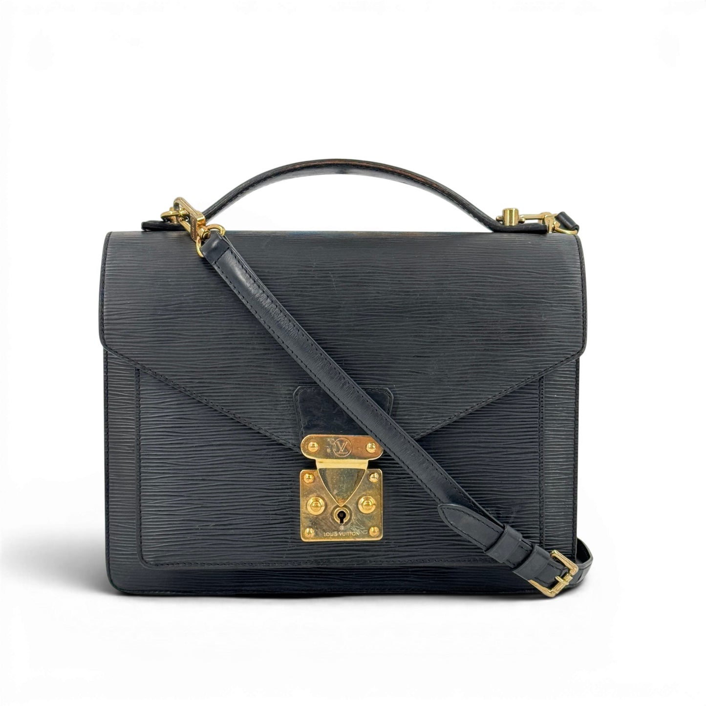 LOUIS VUITTON エピ モンソー 2way ショルダー ハンドバッグ ブラック M52122