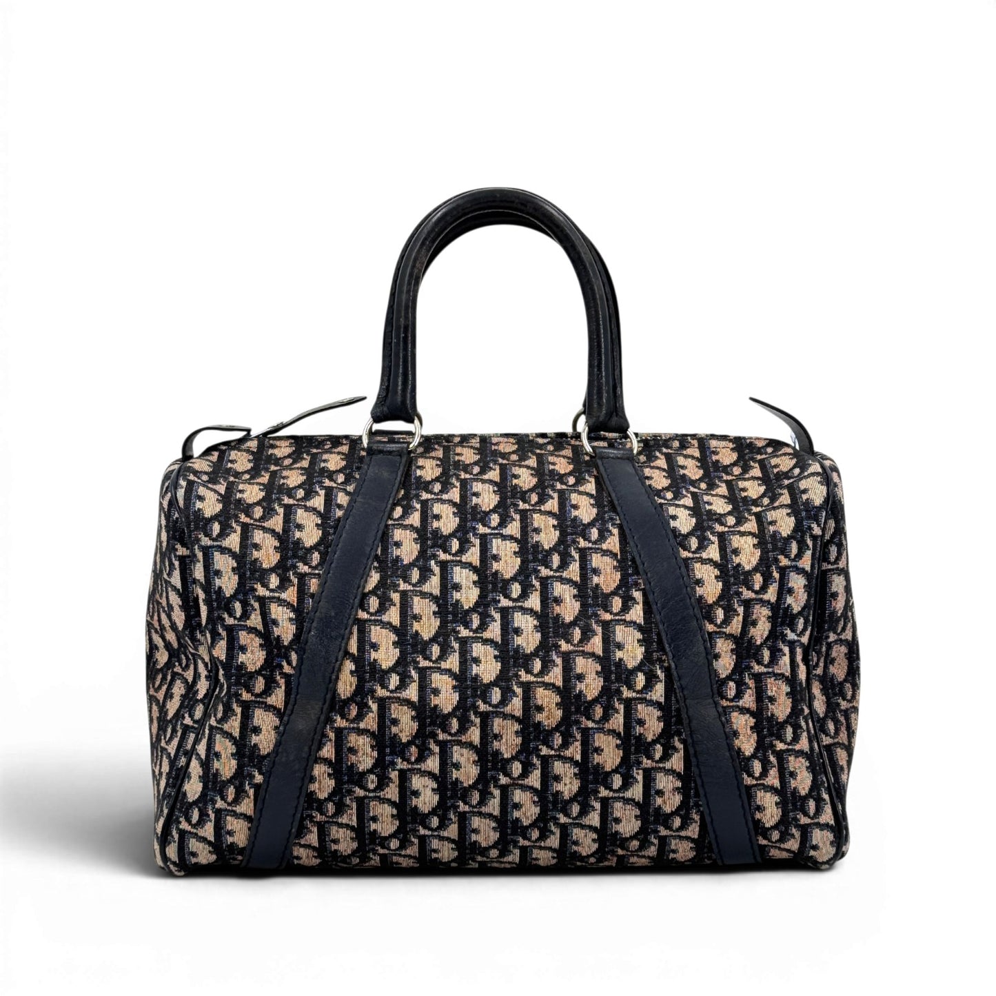 DIOR トロッター ジャガード キャンバス ネイビーベージュ ミニボストンバッグ