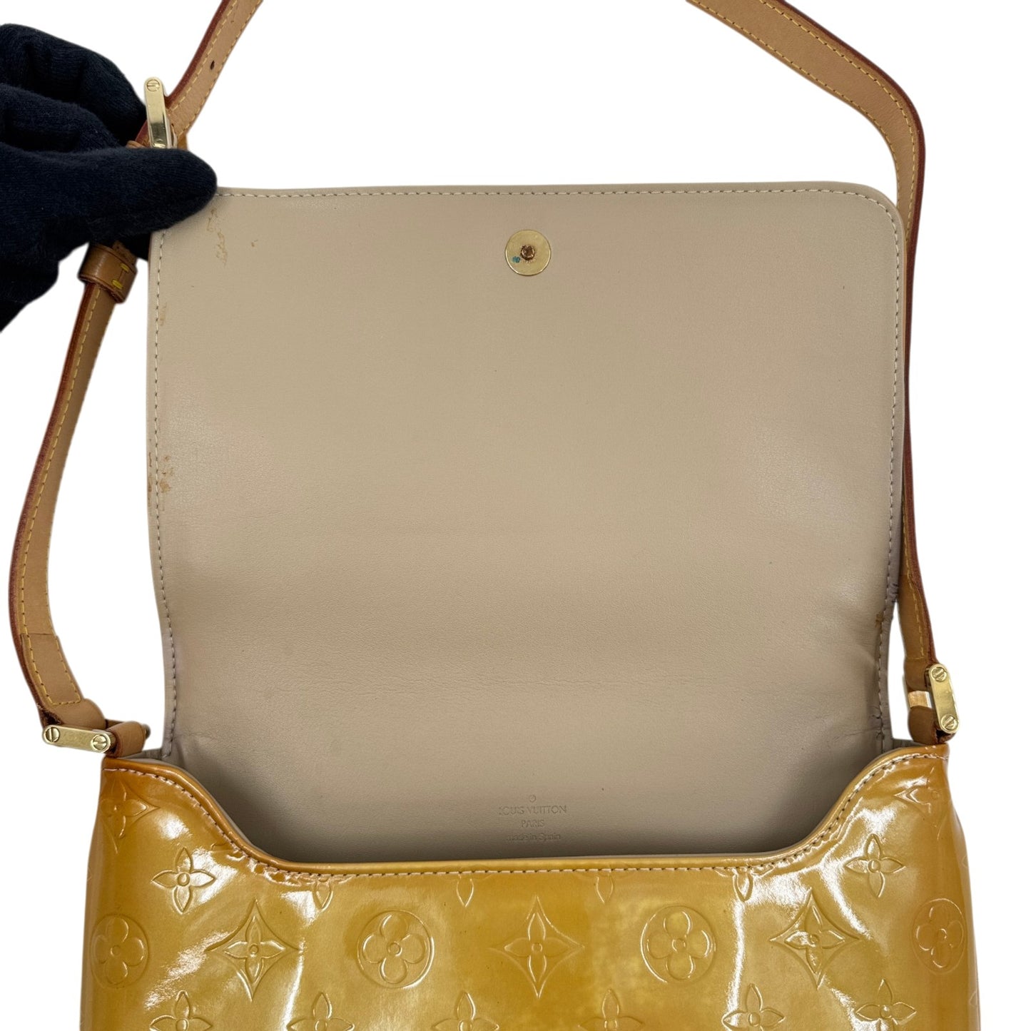 LOUIS VUITTON トンプソンストリート モノグラムヴェルニ イエロー ショルダーバッグ M91071