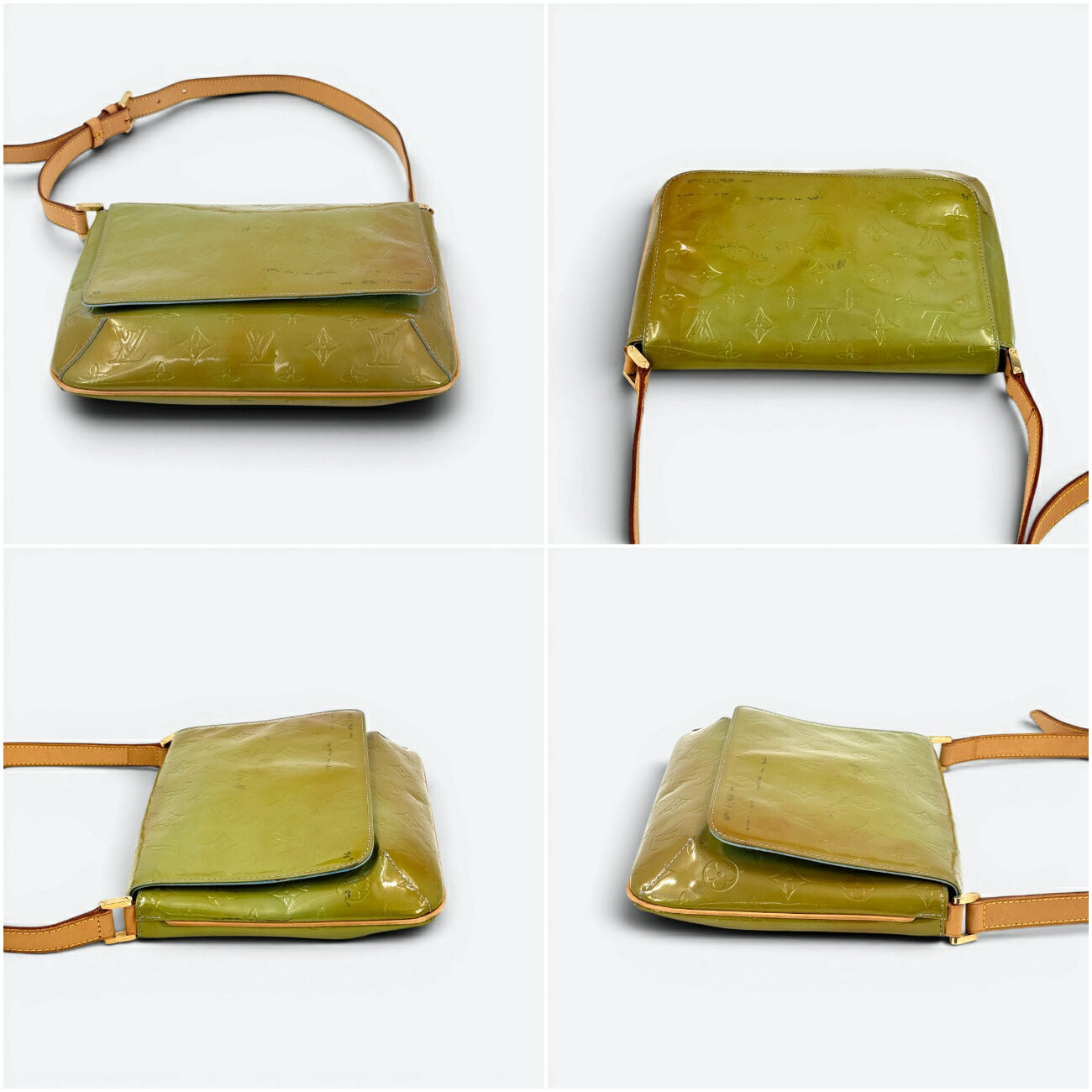 LOUIS VUITTON トンプソンストリート モノグラムヴェルニ グリーン ショルダーバッグ M91071