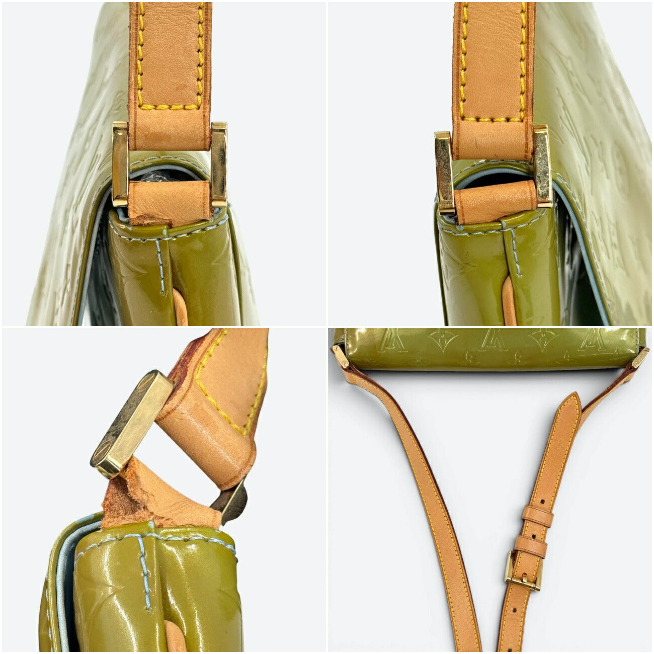 LOUIS VUITTON トンプソンストリート モノグラムヴェルニ グリーン ショルダーバッグ M91071