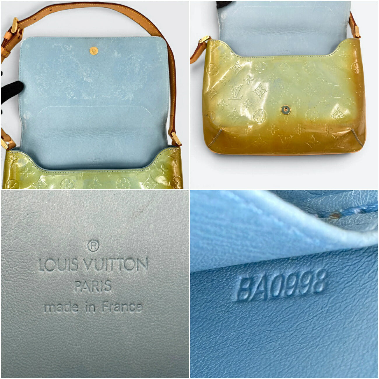 LOUIS VUITTON トンプソンストリート モノグラムヴェルニ グリーン ショルダーバッグ M91071