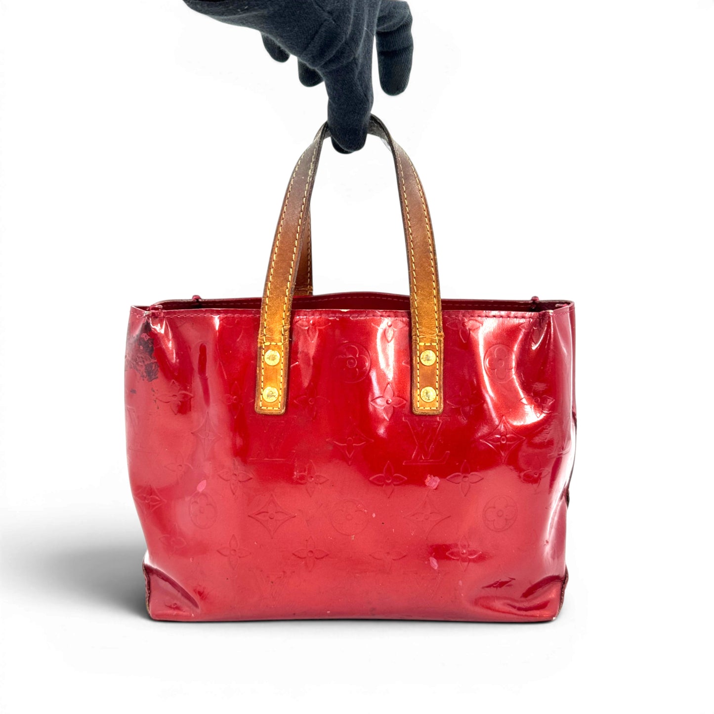 LOUIS VUITTON リードPM ヴェルニ レザー レッド ハンドバッグ M91088