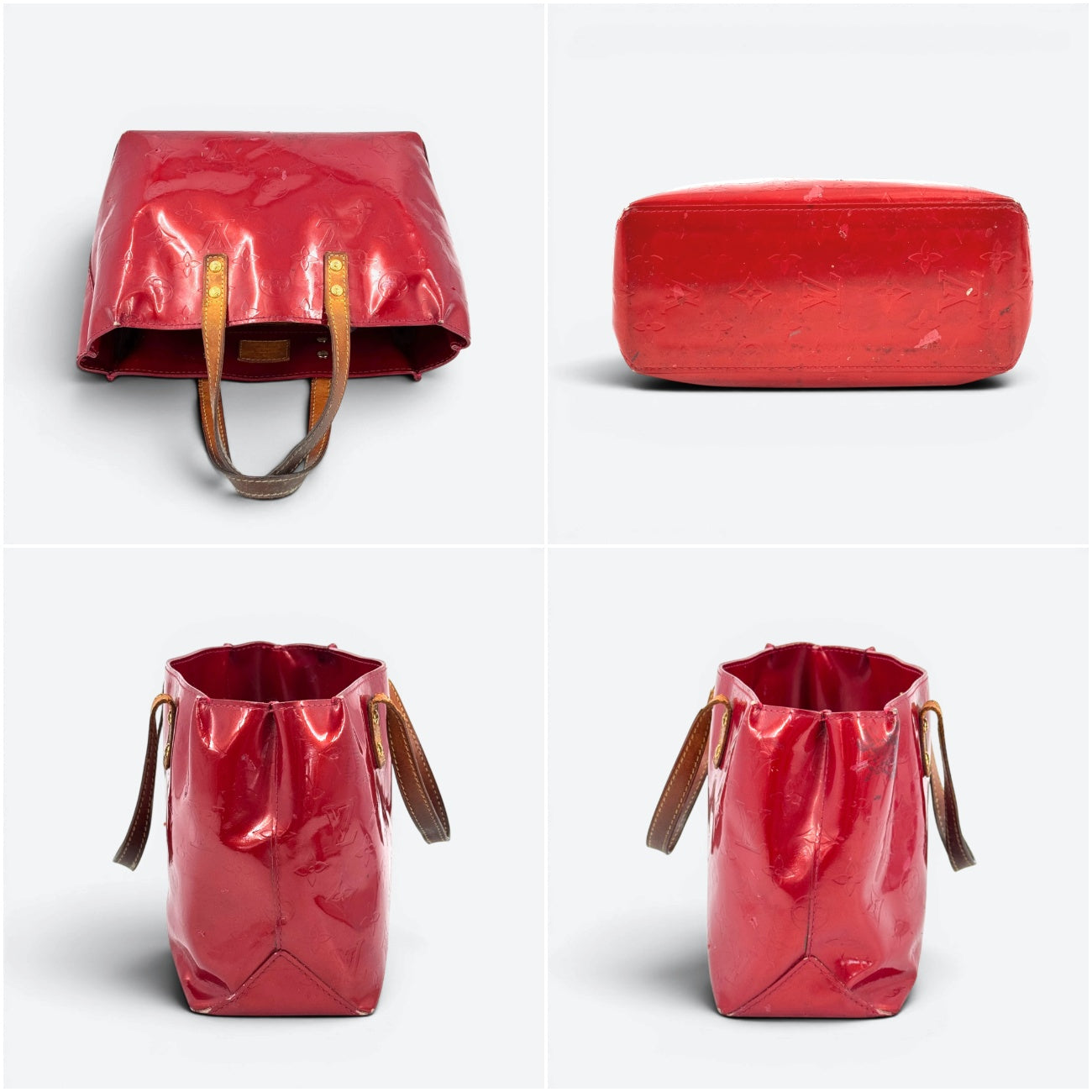 LOUIS VUITTON リードPM ヴェルニ レザー レッド ハンドバッグ M91088