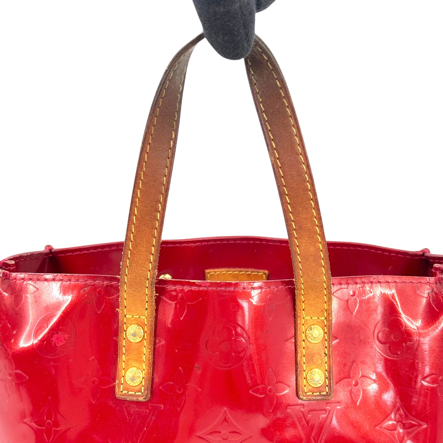 LOUIS VUITTON リードPM ヴェルニ レザー レッド ハンドバッグ M91088