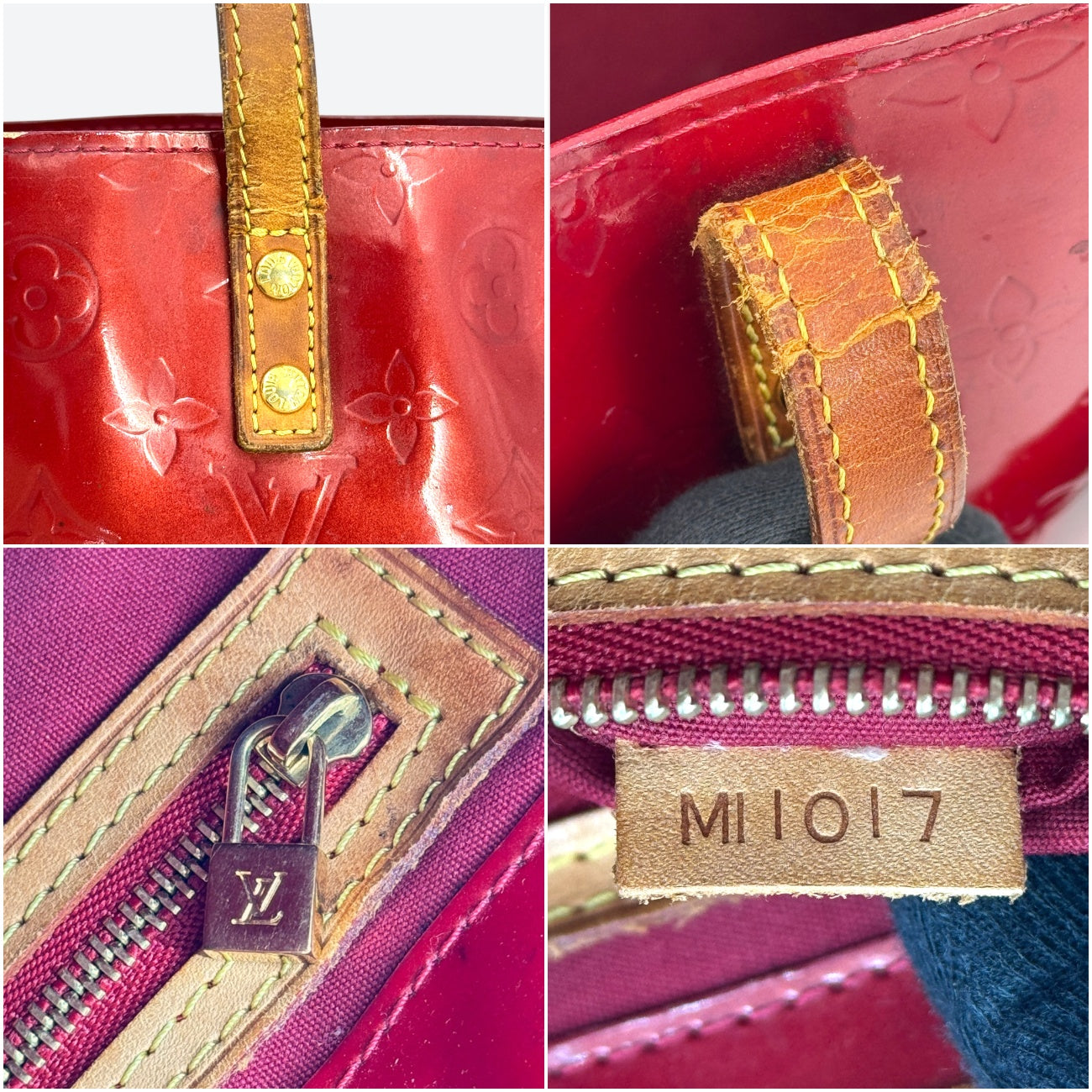 LOUIS VUITTON リードPM ヴェルニ レザー レッド ハンドバッグ M91088