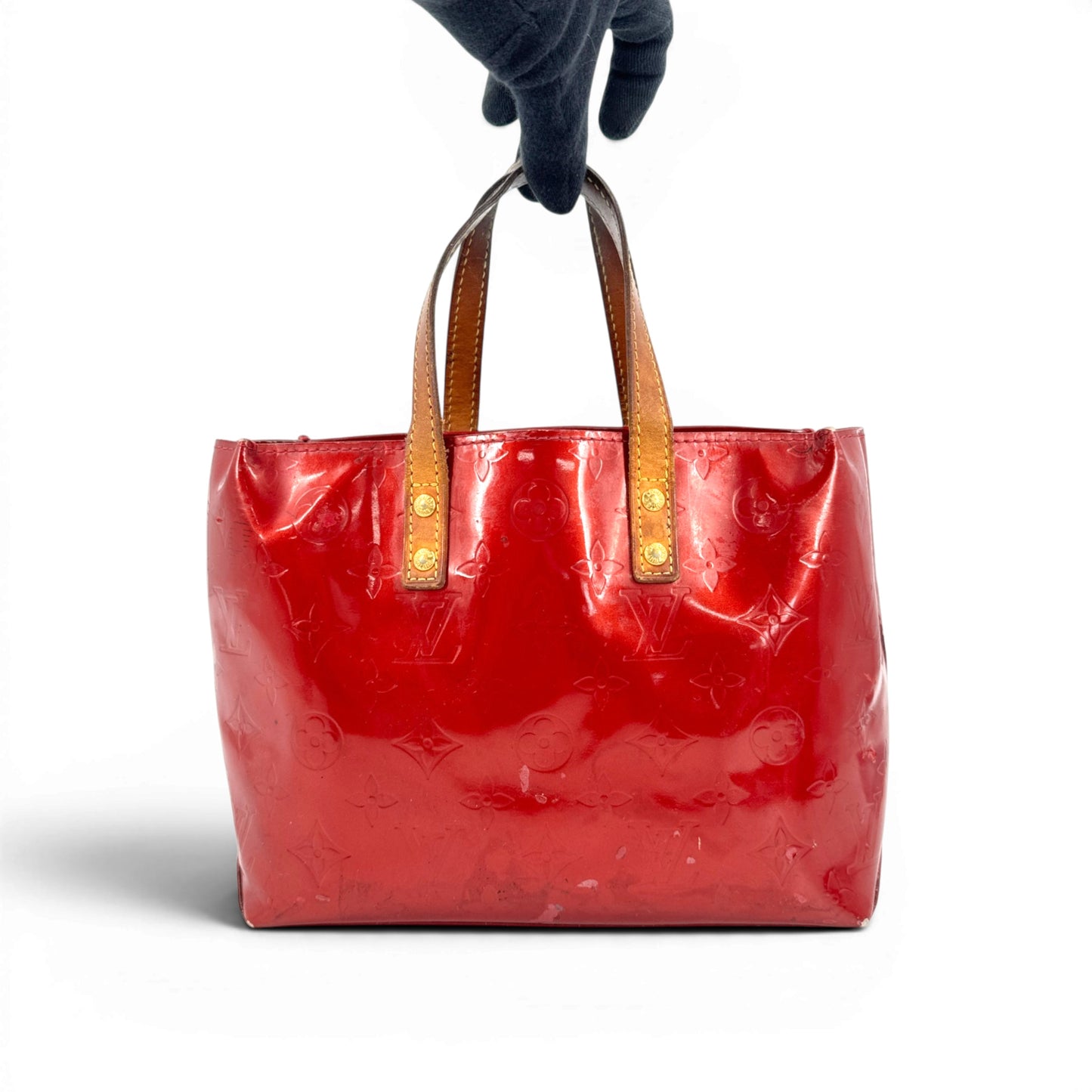 LOUIS VUITTON リードPM ヴェルニ レザー レッド ハンドバッグ M91088