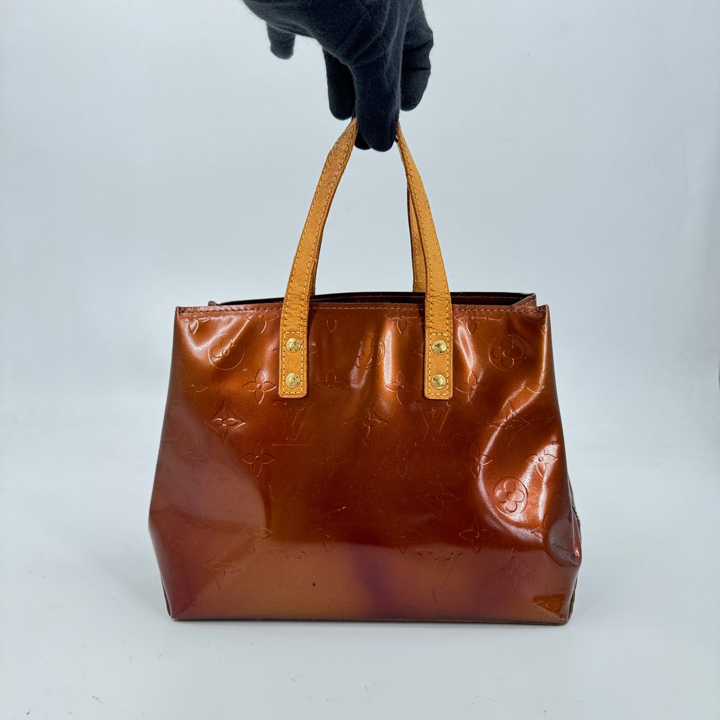 LOUIS VUITTON リードPM ヴェルニ レザー ブロンズ ハンドバッグ M91145
