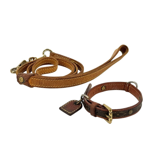 LOUIS VUITTON バクスター モノグラムキャンバス ブラウン 犬用 首輪 リードセット M58072 M58056
