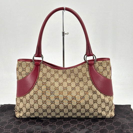 GUCCI GGキャンバス ベージュ レッド ショルダーバッグ