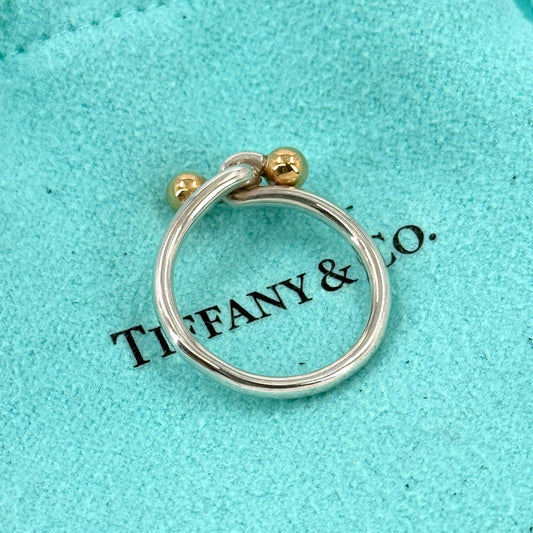TIFFANY ラブノットフックアイ バンドリング SV925 18K ヴィンテージ
