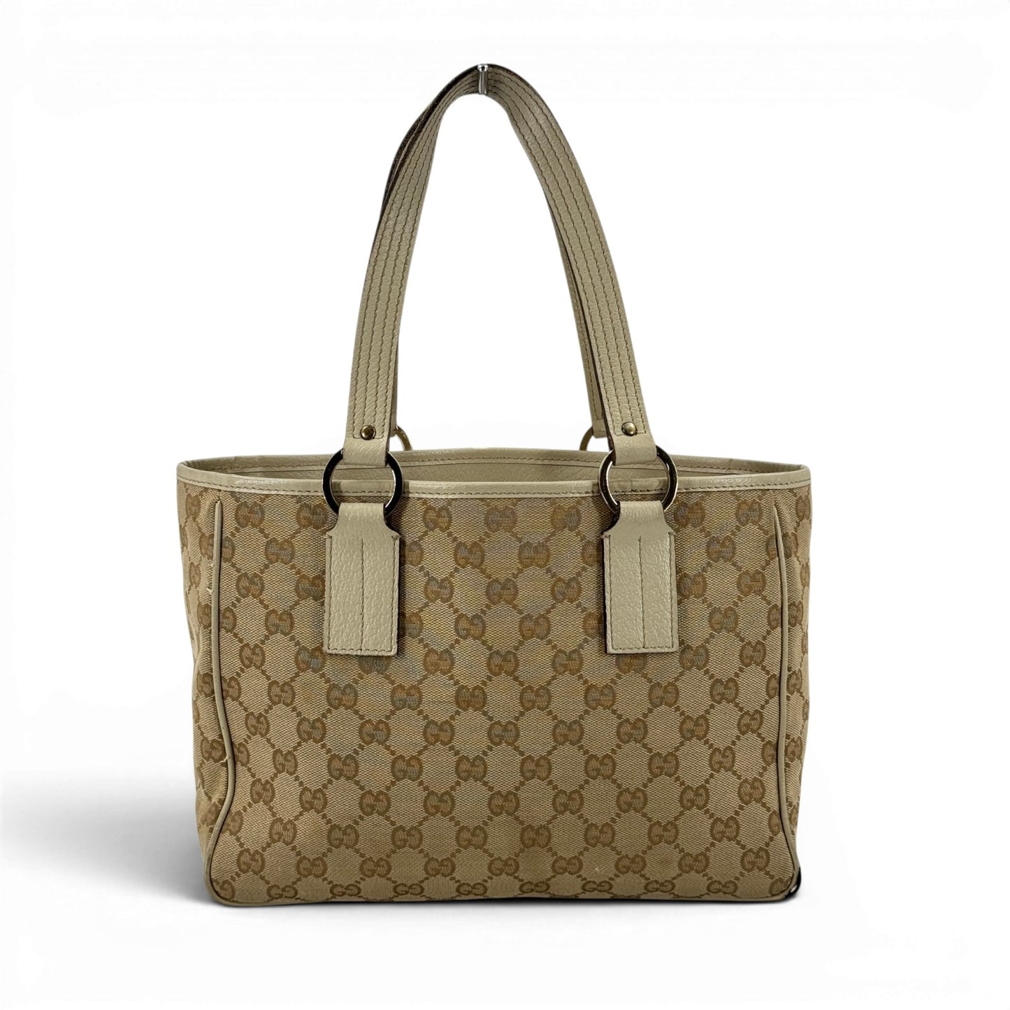 GUCCI GGエクリプス キャンバス レザー ベージュ アイボリー トートバッグ 113019