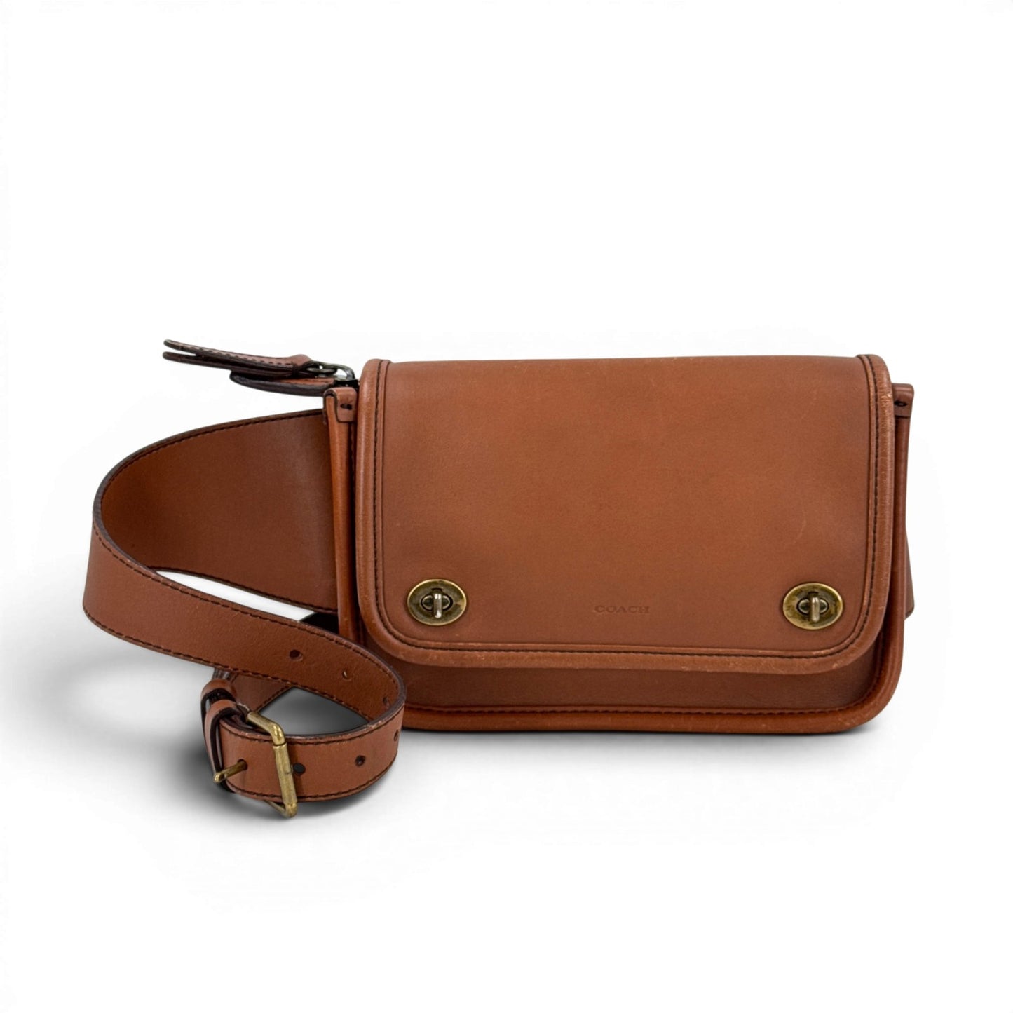 COACH OLDCOACH ブラウン レザー ダブルターンロック ウエストバッグ