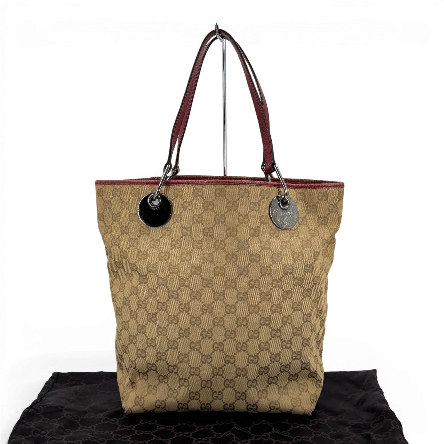 GUCCI エクリプス GGキャンバスレザー ピンクベージュ バーティカル トート 120836