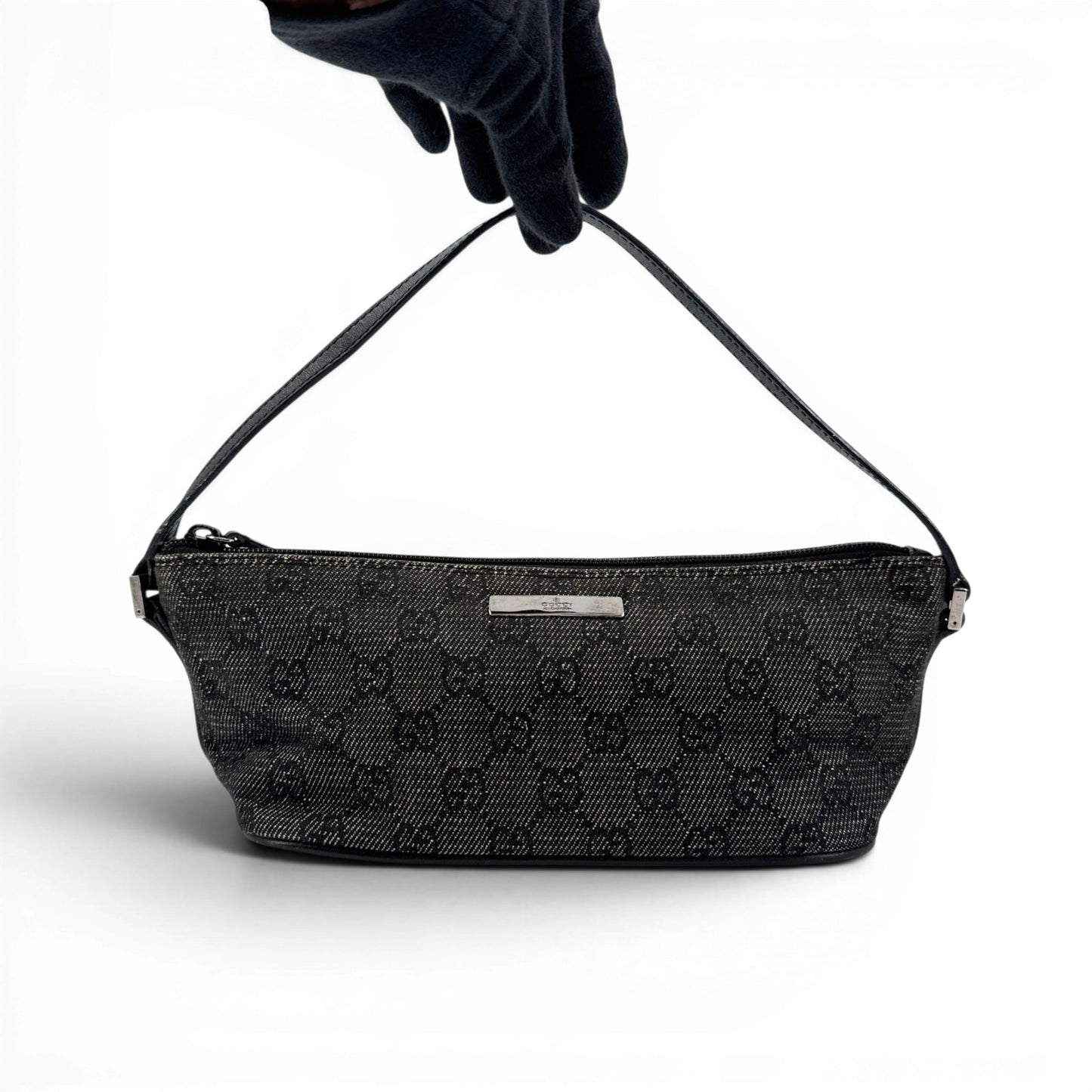 GUCCI GGモノグラムキャンバス ブラック ハンドバッグ アクセサリーポーチ