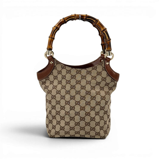 GUCCI バンブー GG エクリプス キャンバス ブラウン ハンドバッグ 112526