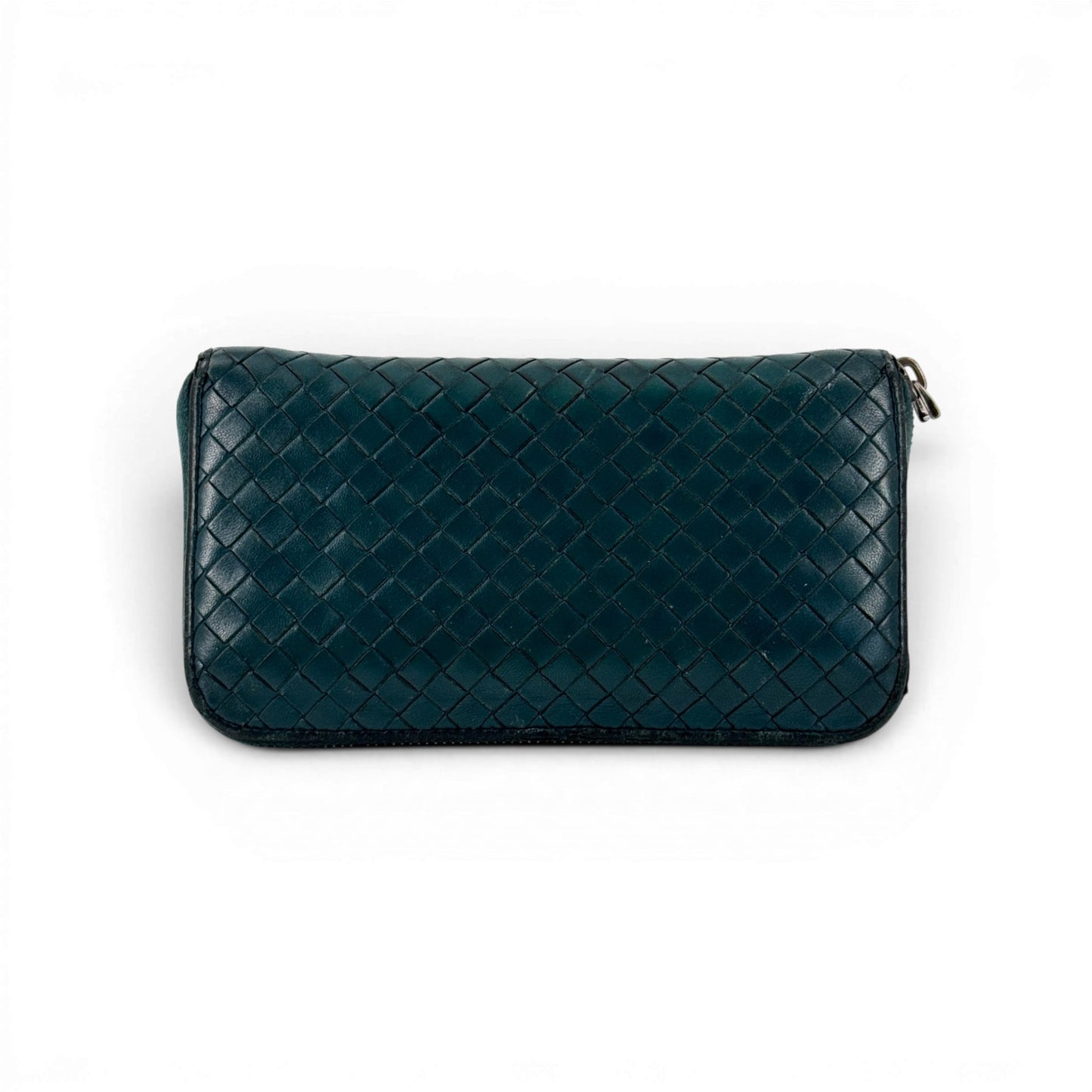 BOTTEGA VENETA イントレチャートレザー ダークグリーン ジップアラウンド 長財布 114076