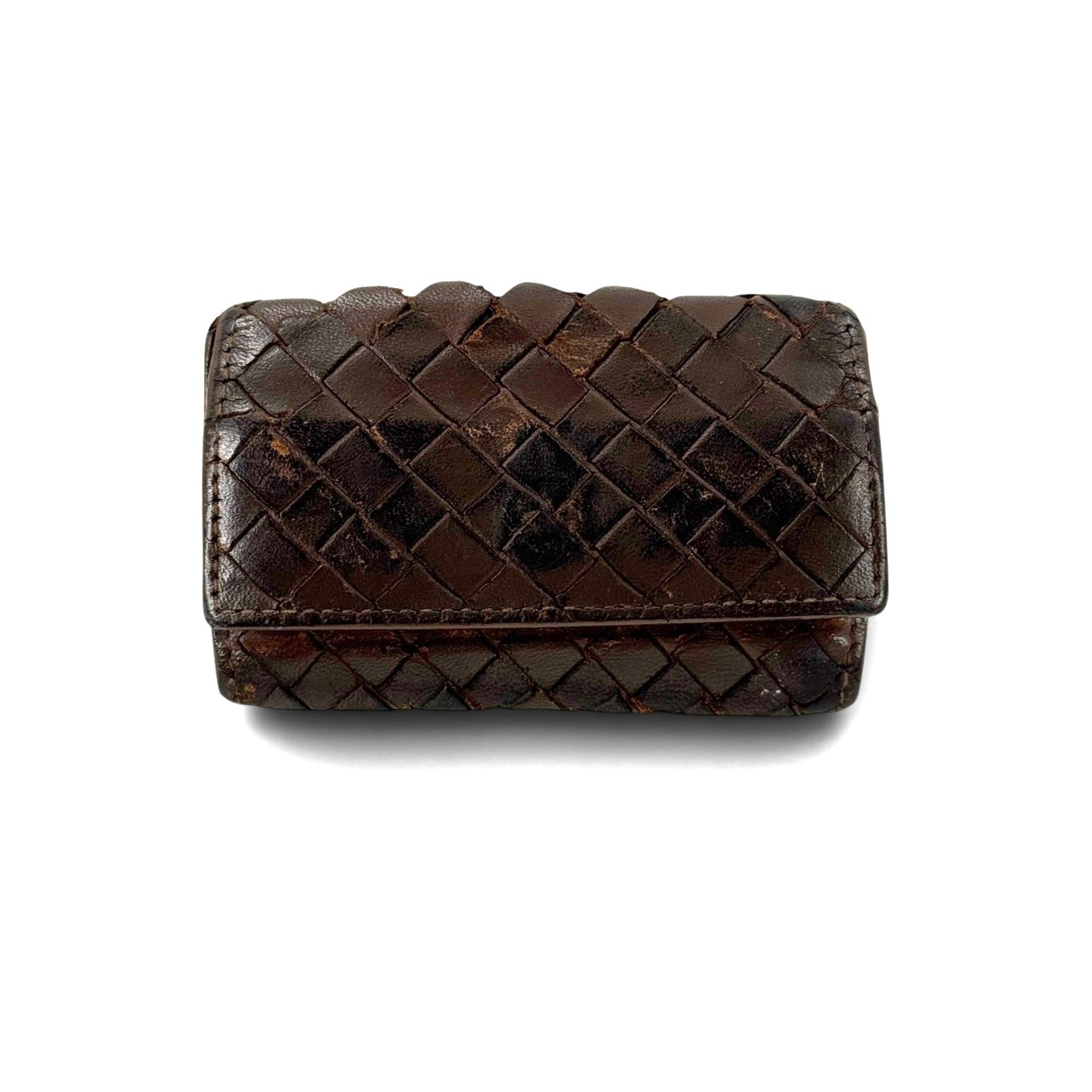 BOTTEGA VENETA イントレチャート レザー ダークブラウン コインケース 114075