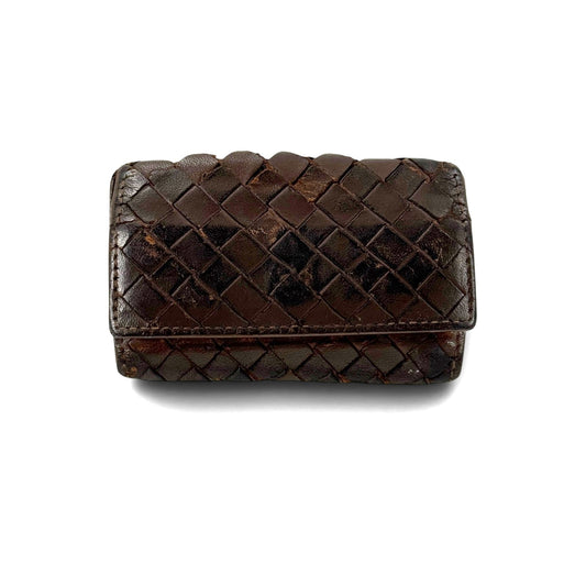 BOTTEGA VENETA イントレチャート レザー ダークブラウン コインケース 114075