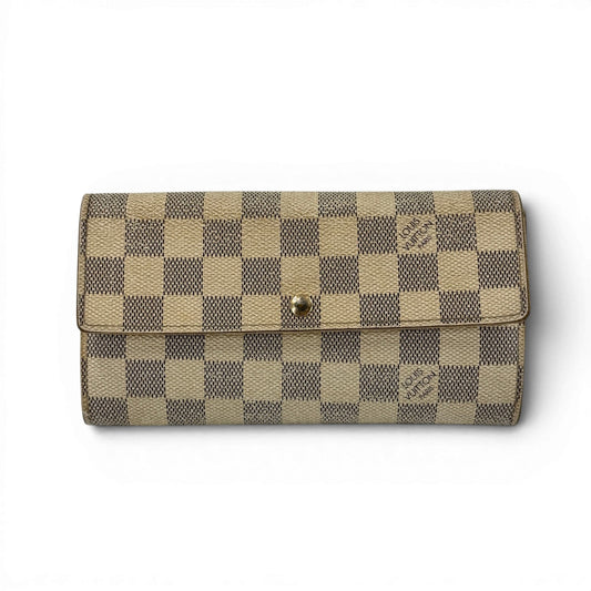 LOUIS VUITTON ポルトフォイユ・サラ ダミエ・アズール キャンバス ホワイト 二つ折り財布 N61735