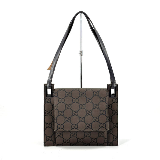 GUCCI GGナイロンキャンバス ミニショルダーバッグ ブラウン