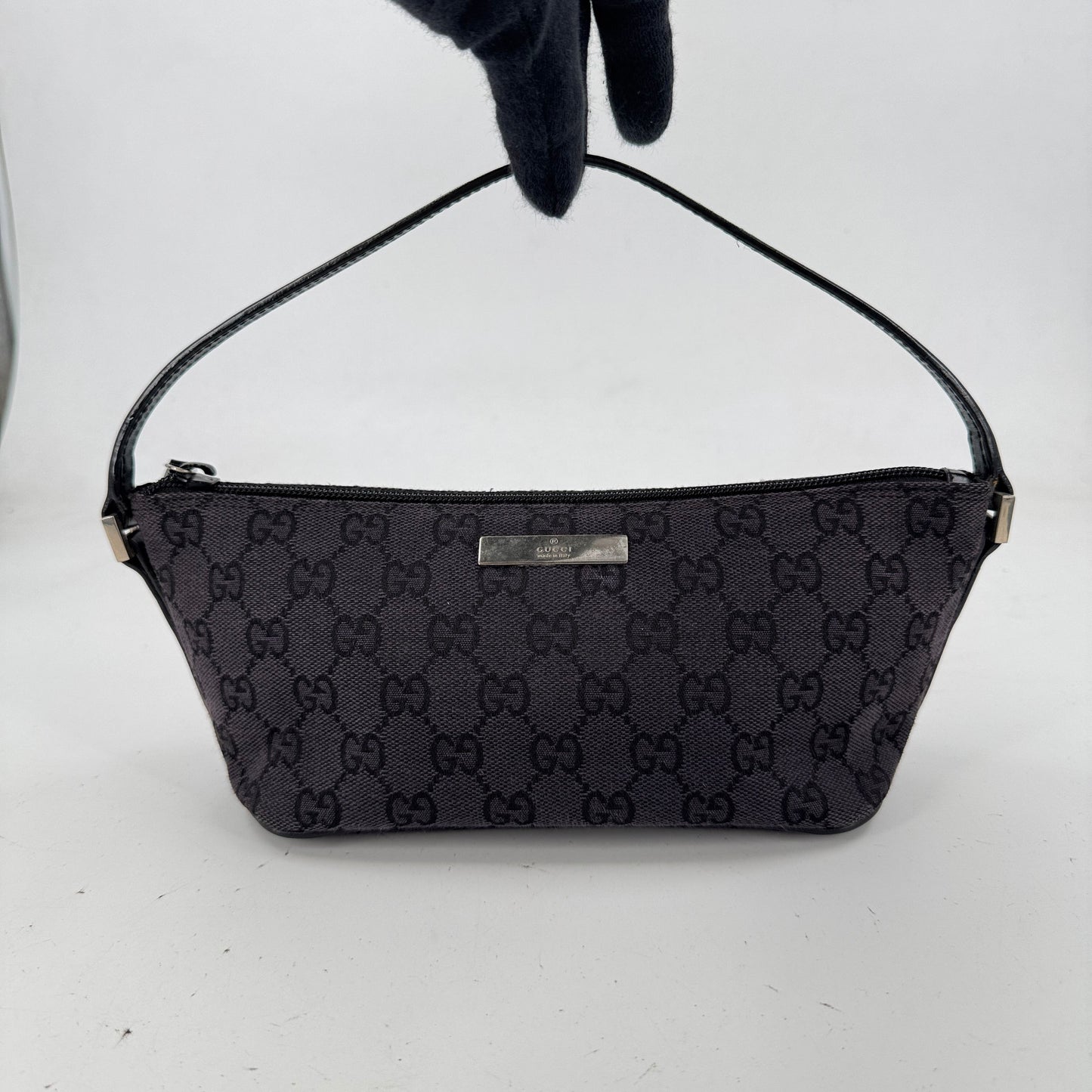 GUCCI GGモノグラムキャンバス グレー ハンドバッグ アクセサリーバッグ