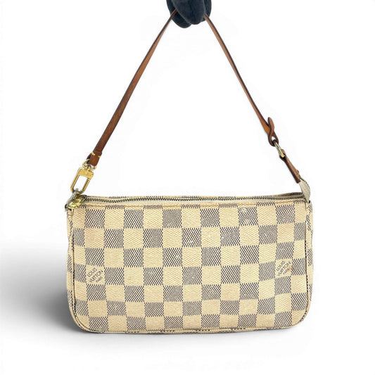 LOUIS VUITTON ポシェットアクセソワール ダミエアズール キャンバス ホワイト ハンドバッグ ポーチ N41207