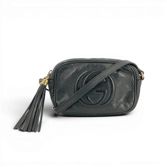 GUCCI ブラックレザー ソーホー GG ミニショルダーバッグ 347994