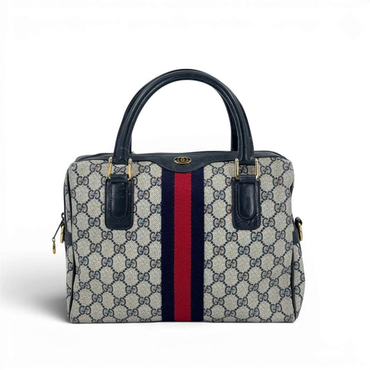 GUCCI オールド GUCCI GGスプリーム ネイビー レッド ヴィンテージ 2WAY ボストンバッグ 010 378