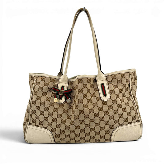 GUCCI プリンシー GGキャンバス ベージュ リボン ヴィンテージ Y2K トートバッグ 161720